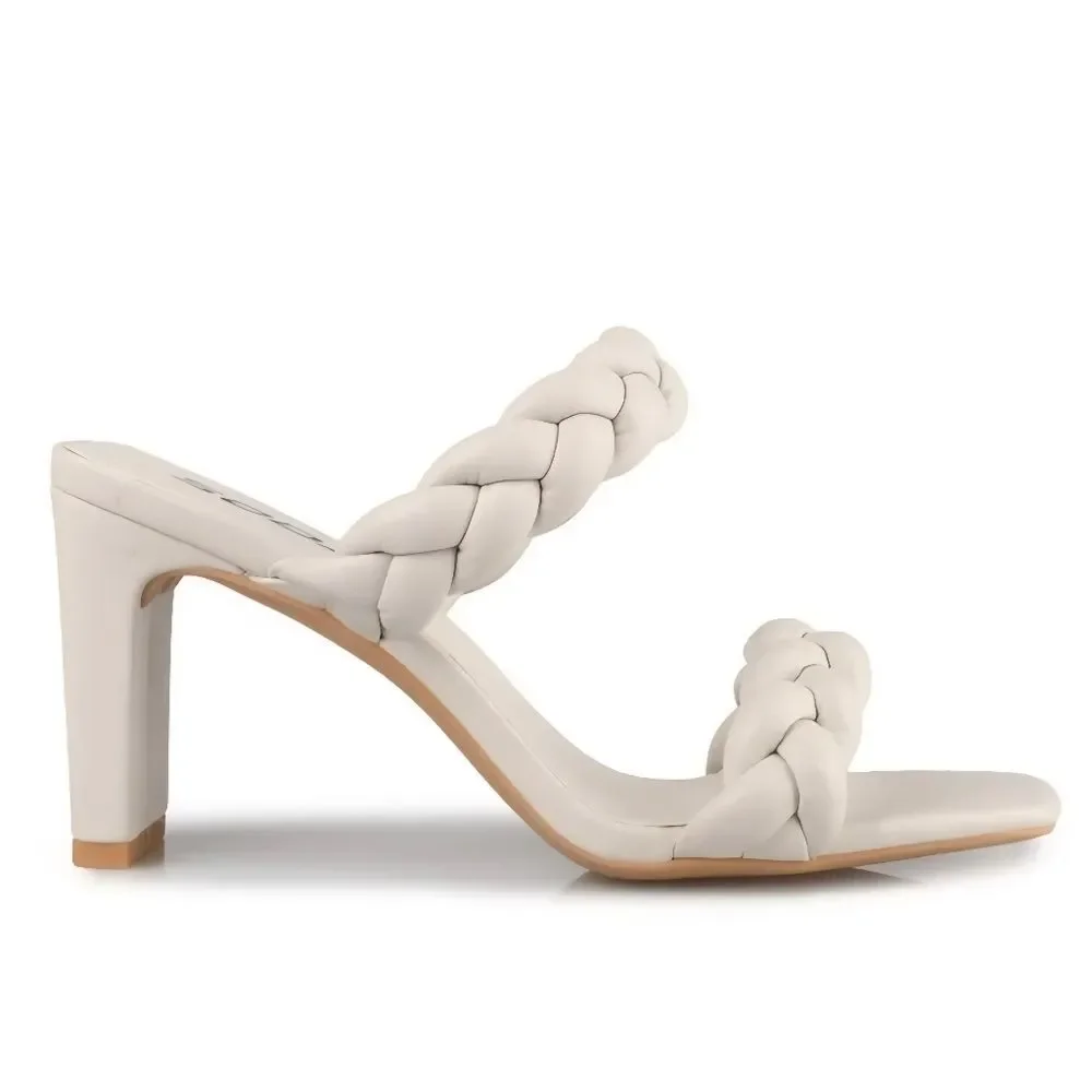 Soda Braided Band Square Heel Sandals